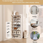 Home Bi 8-Tier Narrow Shoe Rack Corner Tower