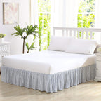 Home Cotton Ruffled Bedskirt Lightweight Decor with Classic