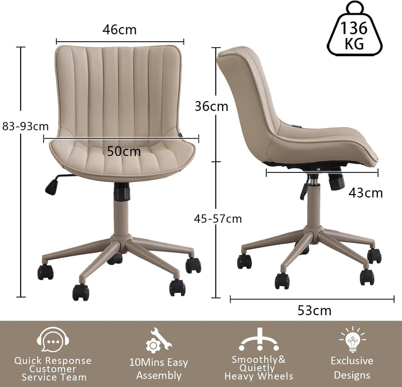 Home Office Chair Swivel Armless Desk All