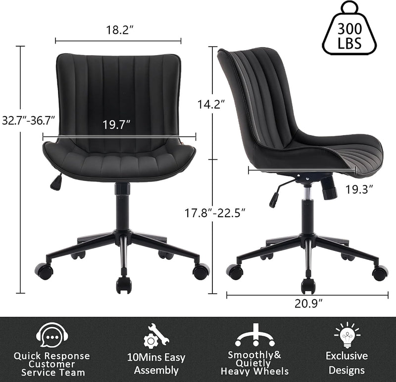 Home Office Chair Swivel Armless Desk All