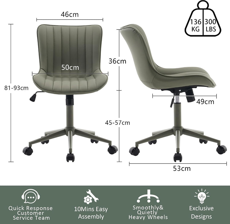 Home Office Chair Swivel Armless Desk All