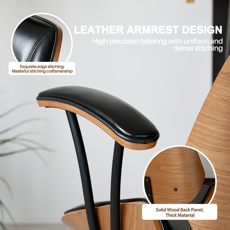 Home Office Desk Chair Mid Back PU Leather