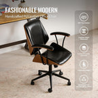 Home Office Desk Chair Mid Back PU Leather