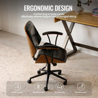 Home Office Desk Chair Mid Back PU Leather