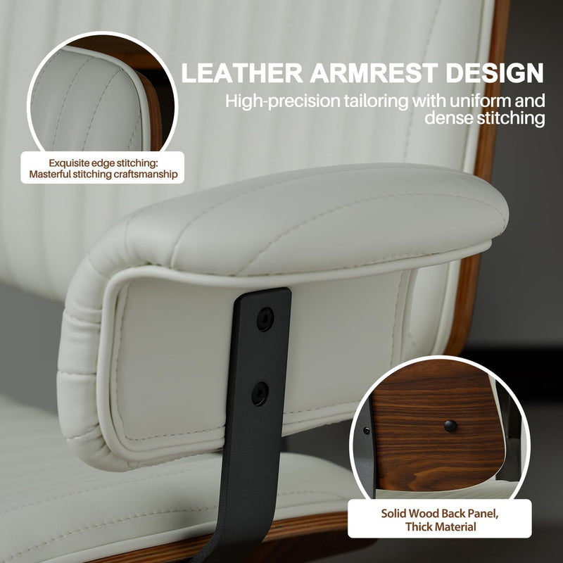 Home Office Desk Chair Mid-Century Executive PU Leather