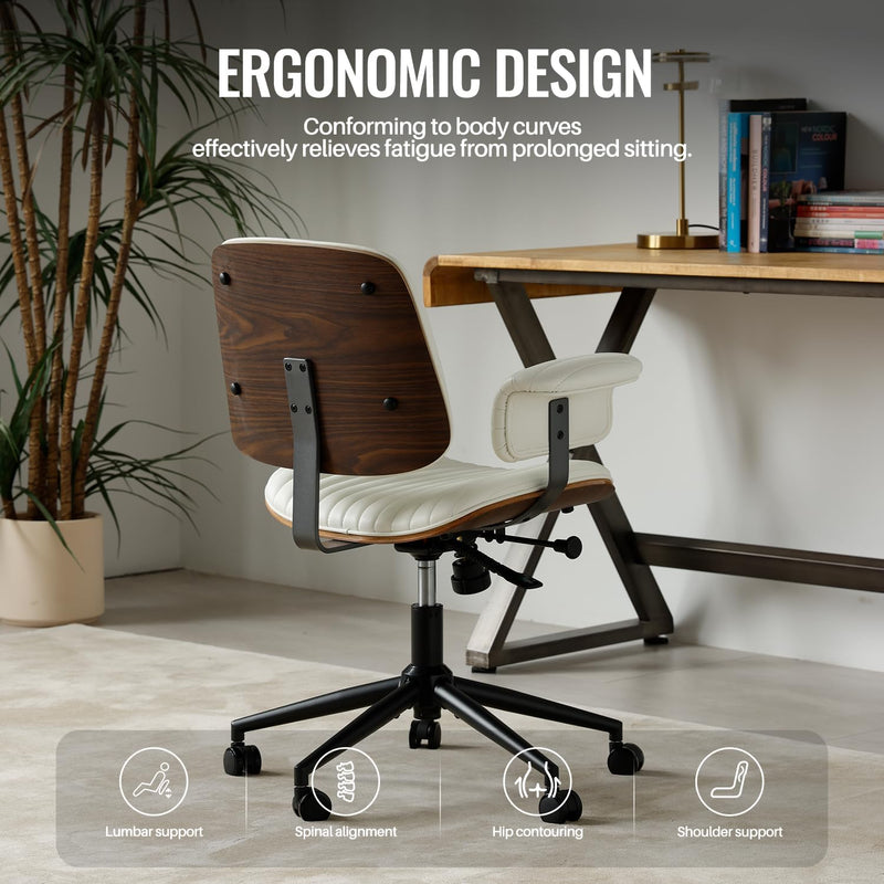 Home Office Desk Chair Mid-Century Executive PU Leather