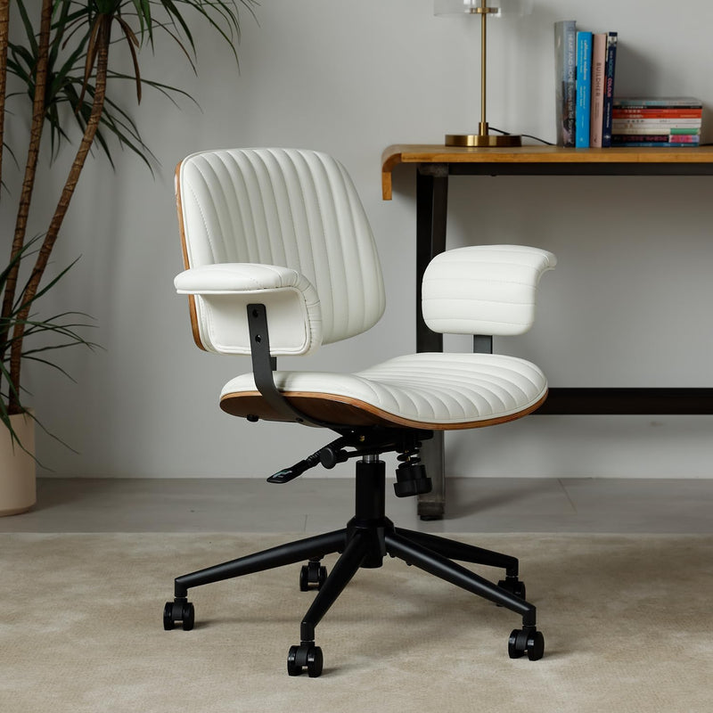 Home Office Desk Chair Mid-Century Executive PU Leather