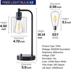 Homelist Dimmable Bedside Lamps Industrial Retro with USB (Set of 2)