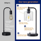 Homelist Dimmable Bedside Lamps Industrial Retro with USB (Set of 2)