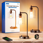 Homelist Dimmable Bedside Lamps Industrial Retro with USB (Set of 2)