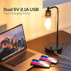 Homelist Dimmable Bedside Lamps Industrial Retro with USB (Set of 2)