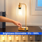 Homelist Dimmable Bedside Lamps Industrial Retro with USB (Set of 2)