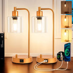 Homelist Dimmable Bedside Lamps Industrial Retro with USB (Set of 2)