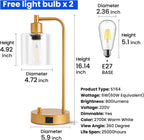 Homelist Dimmable Bedside Lamps Industrial Retro with USB (Set of 2)