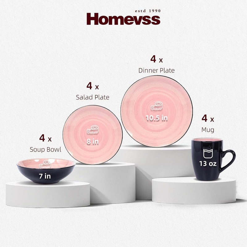 Homevss Dinnerware Set Service for 4 Plates (16 Piece)