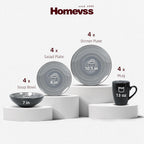 Homevss Dinnerware Set Service for 4 Plates (16 Piece)