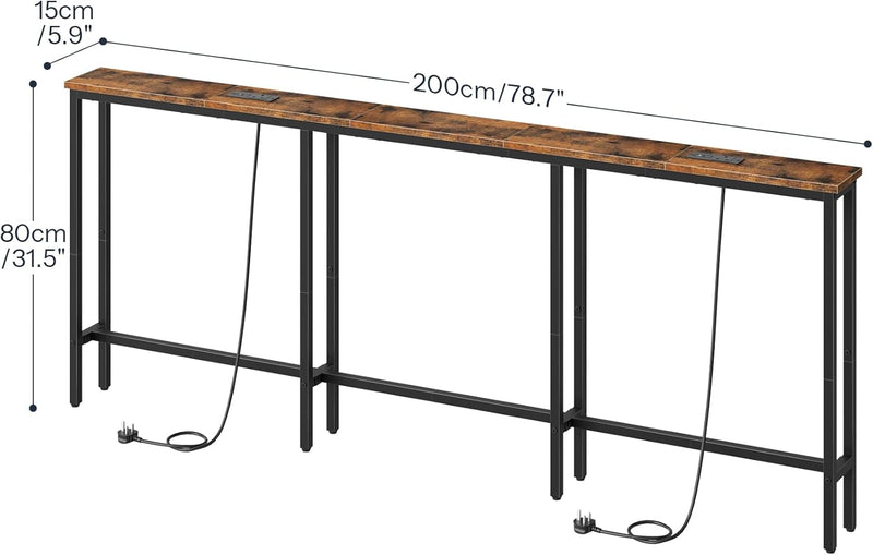 200CM Slim Console Table with 2 Charging