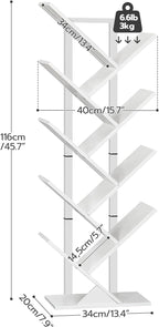 Hoobro Tree Bookshelf Tall 9-Tier Floor Standing Book