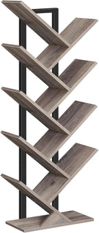 Hoobro Tree Bookshelf Tall 9-Tier Floor Standing Book