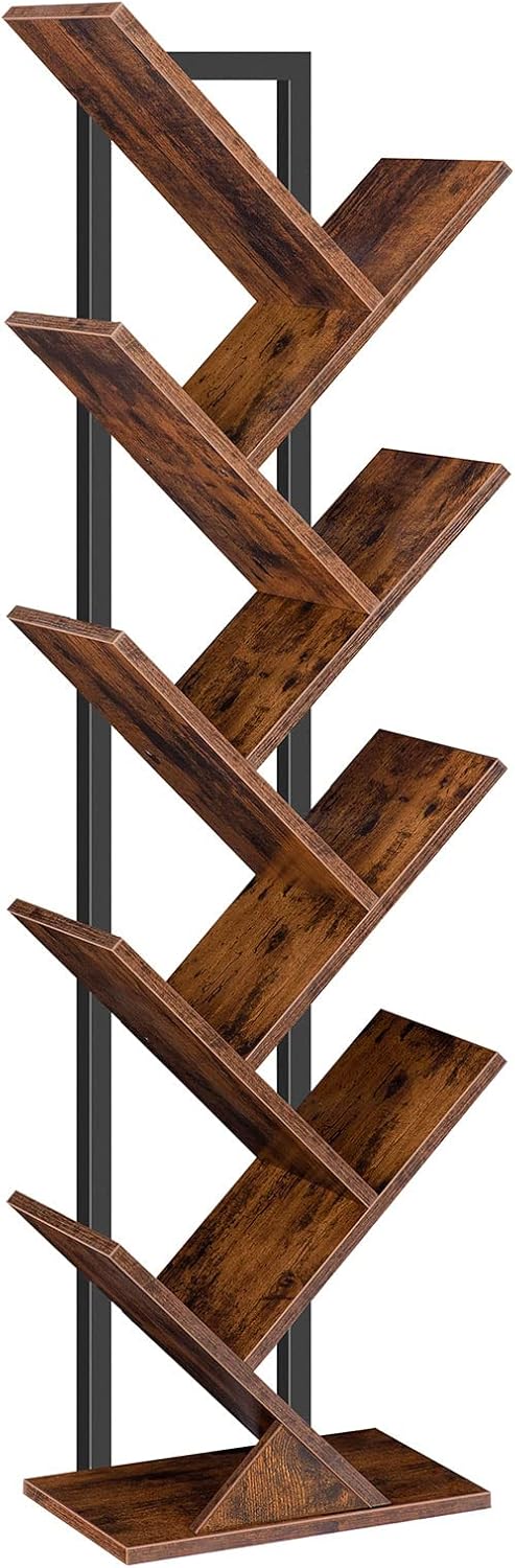 Hoobro Tree Bookshelf Tall 9-Tier Floor Standing Book