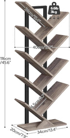 Hoobro Tree Bookshelf Tall 9-Tier Floor Standing Book