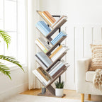 Hoobro Tree Bookshelf Tall 9-Tier Floor Standing Book