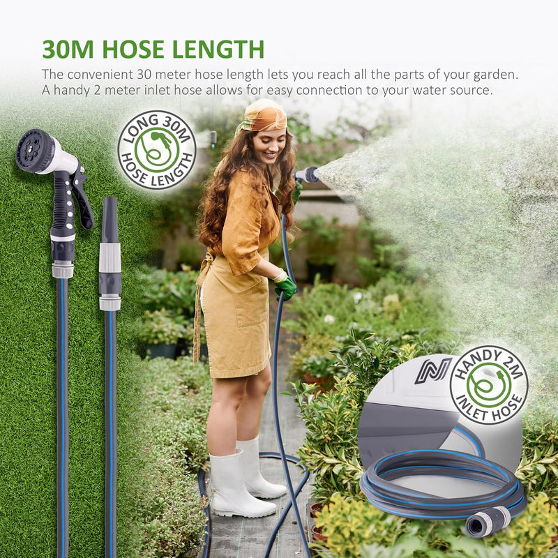 Hose Reel 30m Wall Mounted Garden with Auto