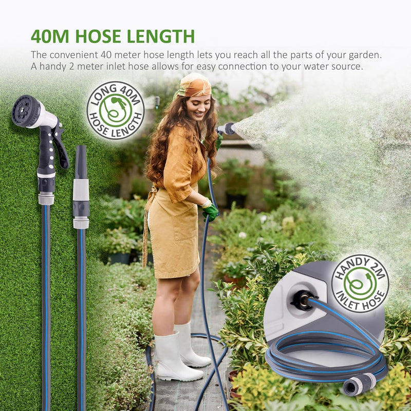 Hose Reel 30m Wall Mounted Garden with Auto