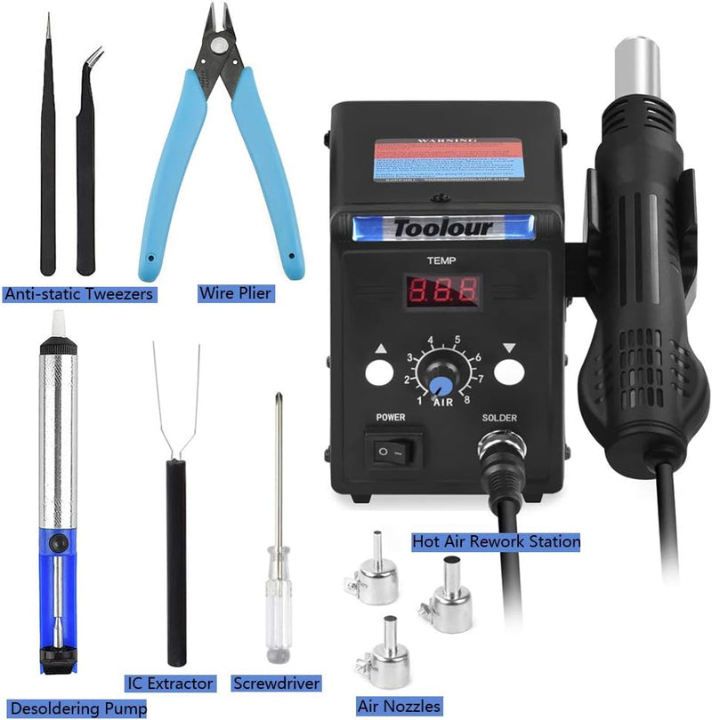 Hot Air Smd Rework Station 100-500 Degreesc Heat