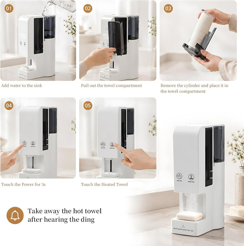 Hot Towel Warmer Dispenser with 40 Compressed Face