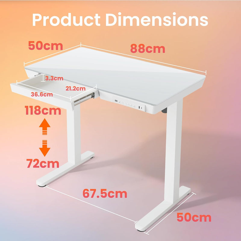 One Piece Standing Desk with Drawer Walnut
