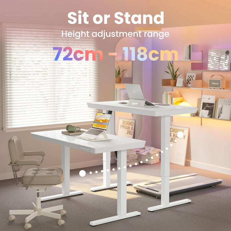 One Piece Standing Desk with Drawer Walnut