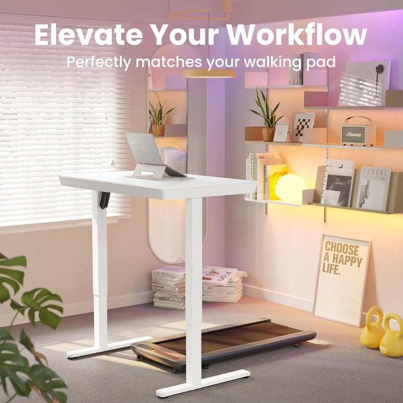 One Piece Standing Desk with Drawer Walnut