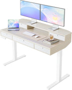 Standing Desk with Drawers Natural C-Clamp
