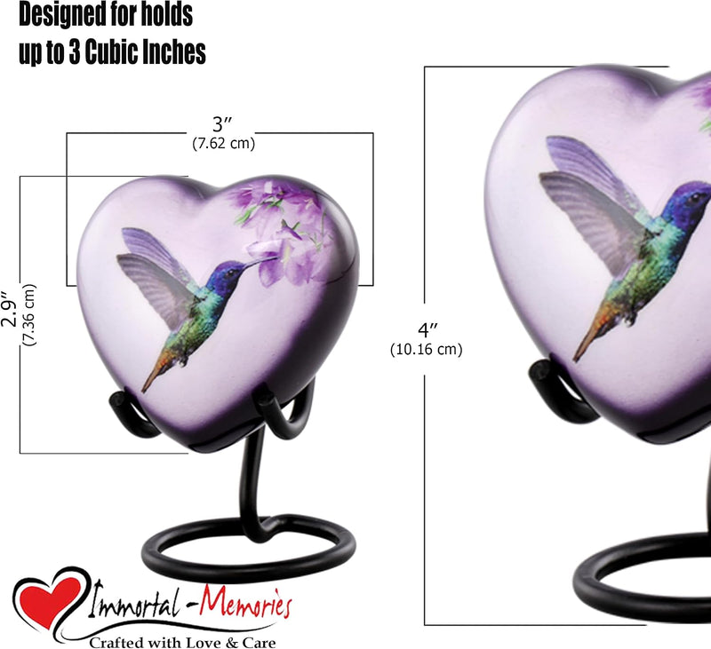 Hummingbird Hand Painted Adult Cremation Urn with Velvet