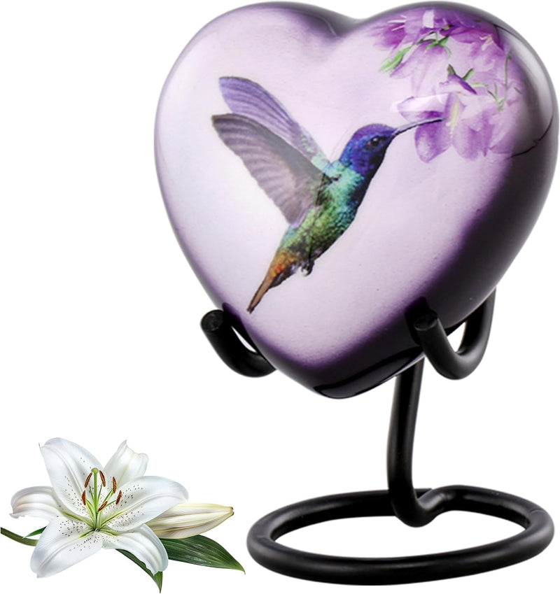 Hummingbird Hand Painted Adult Cremation Urn with Velvet