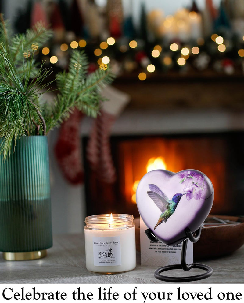 Hummingbird Hand Painted Adult Cremation Urn with Velvet
