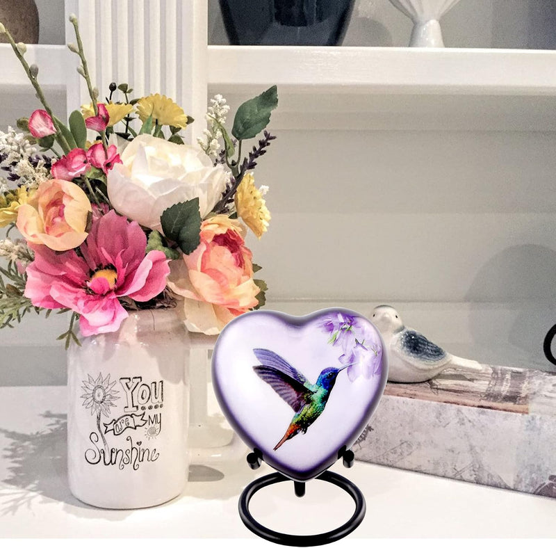 Hummingbird Hand Painted Adult Cremation Urn with Velvet