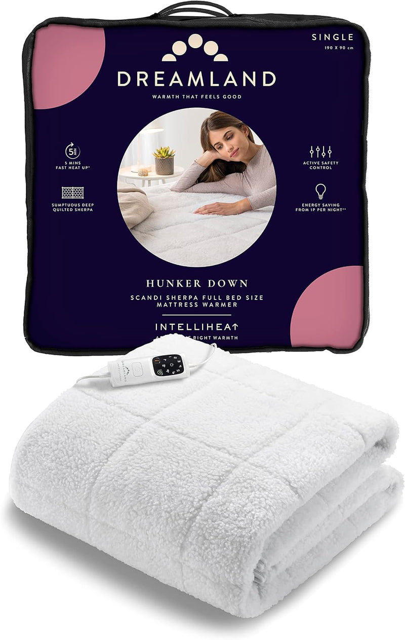 Hunker Down Electric Blanket Single Size Scandi Sherpa