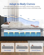 Hybrid Mattress 10.2inch Medium Firm 90x190x26CM 7 Zone