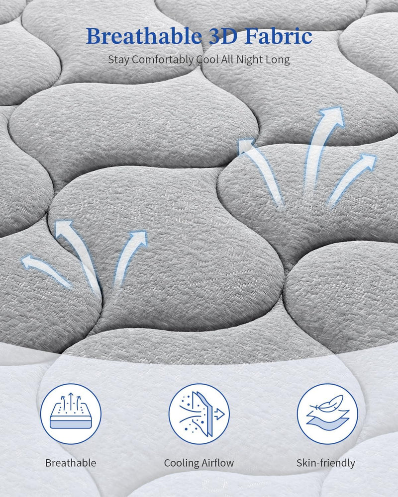 Hybrid Mattress 10.2inch Medium Firm 90x190x26CM 7 Zone