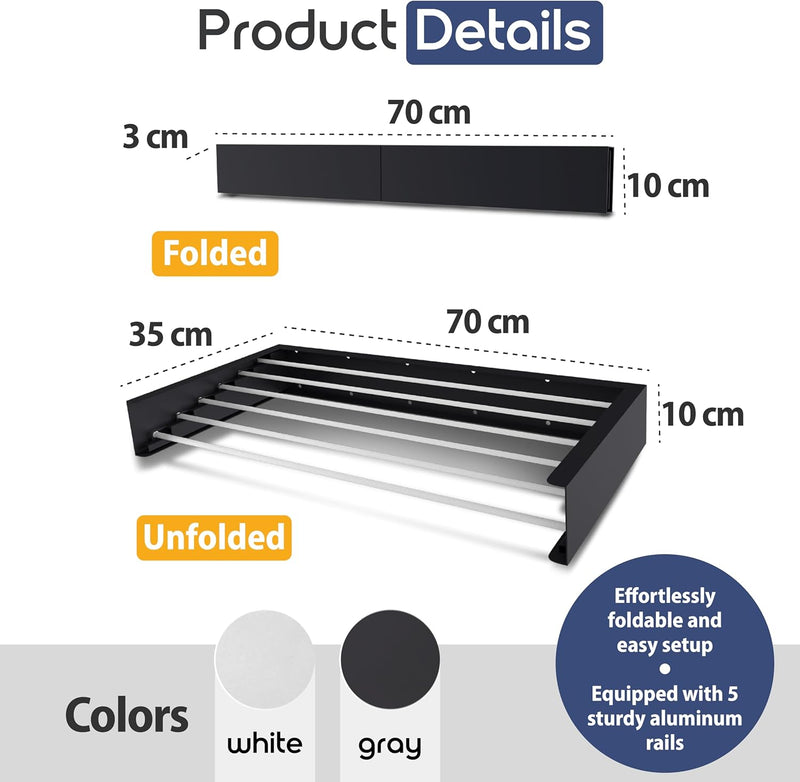 Hyk Wall Mounted Clothes Airer Foldable Drying Rack