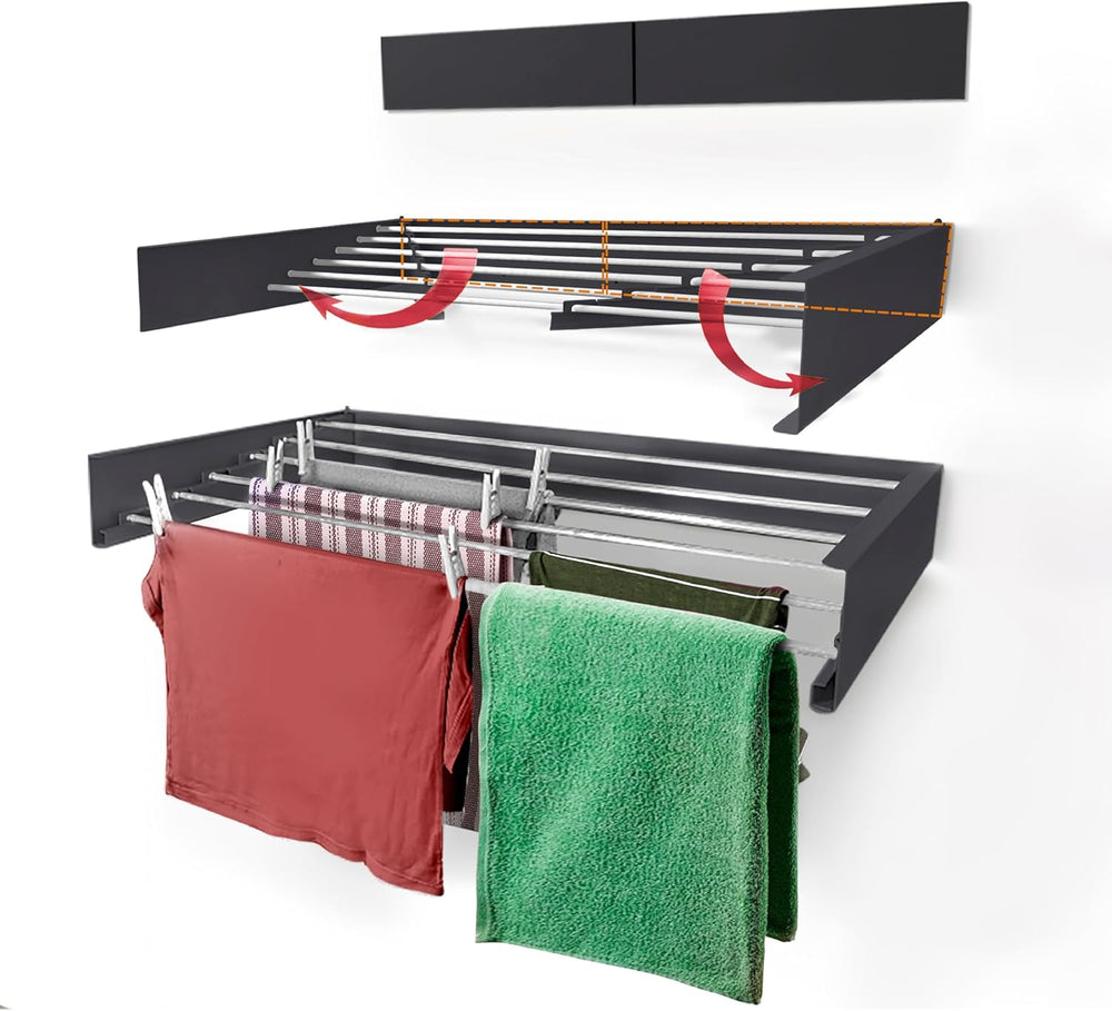 Hyk Wall Mounted Clothes Airer Foldable Drying Rack