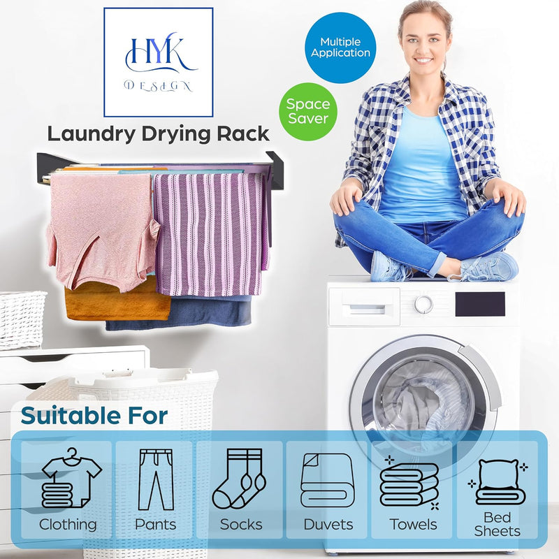 Hyk Wall Mounted Clothes Airer Foldable Drying Rack