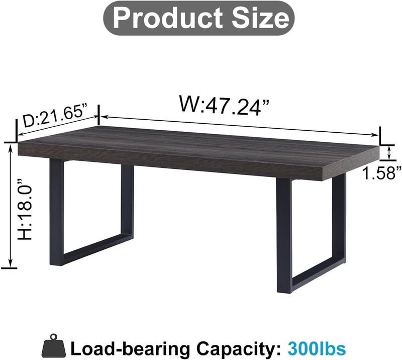 Long Oak Coffee Table Rustic Wooden Farmhouse