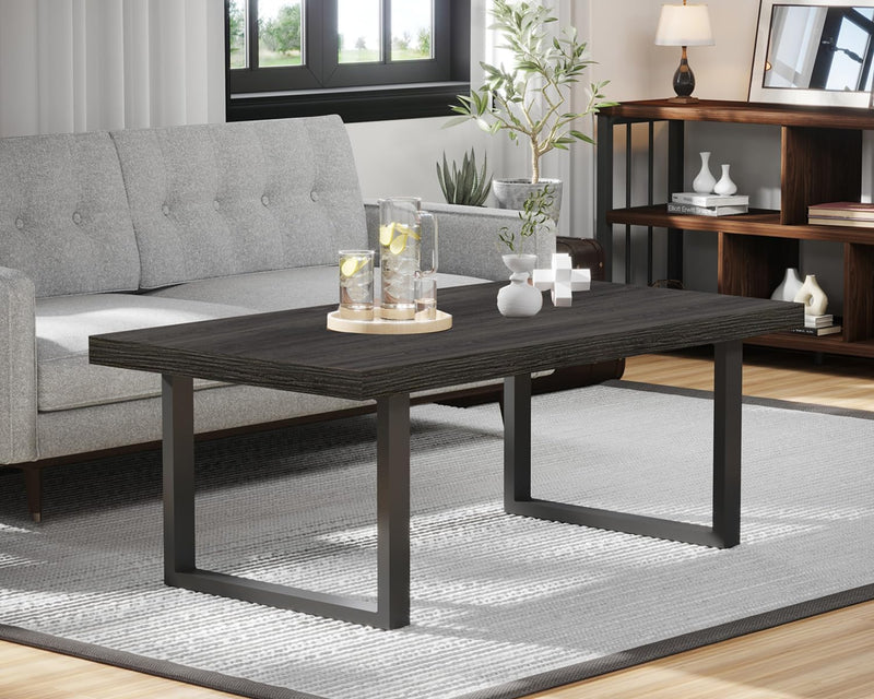 Long Oak Coffee Table Rustic Wooden Farmhouse