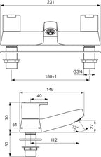 Ideal Standard Calista Dual Control Bath Shower Mixer