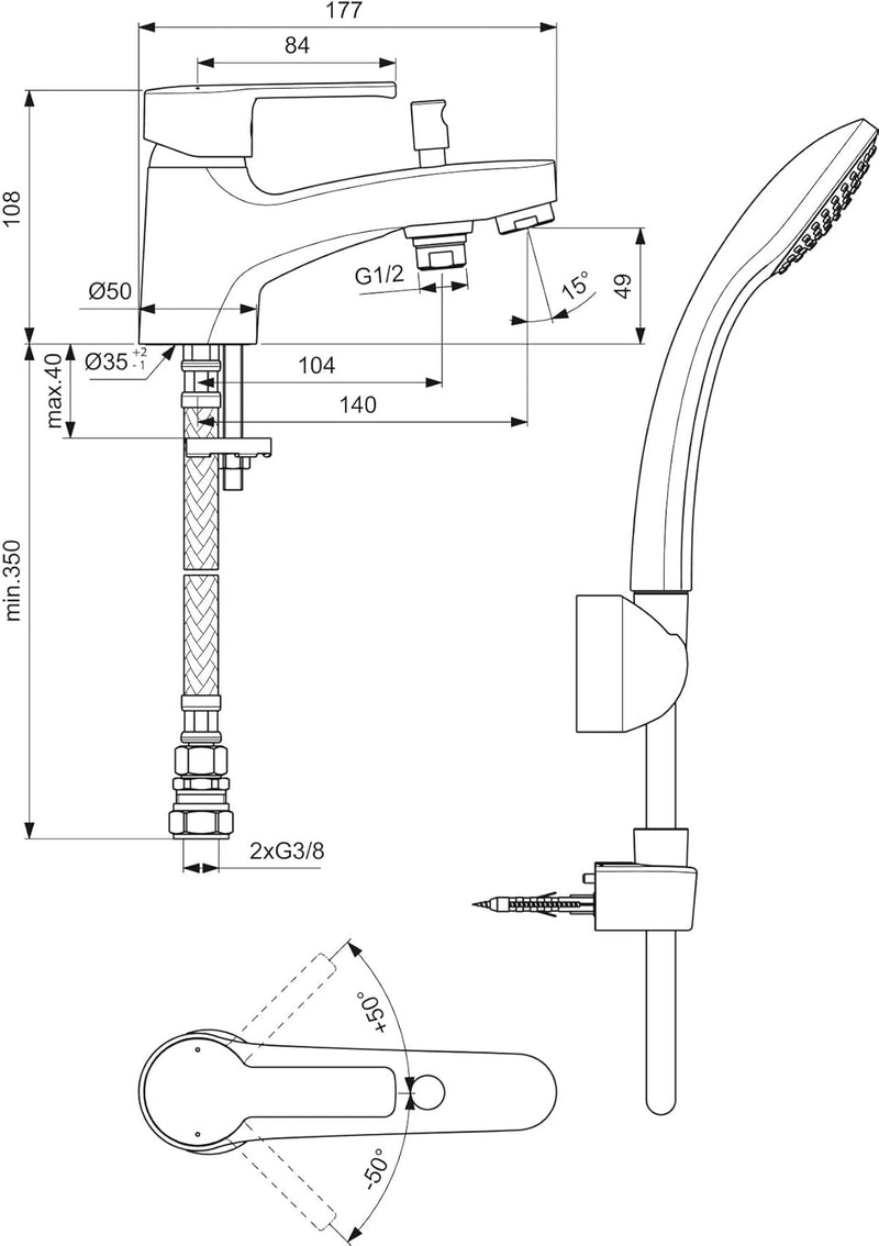 Calista Dual Control Bath Shower Mixer Tap