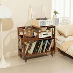Large Rustic Record Player Stand 2 Tier Table
