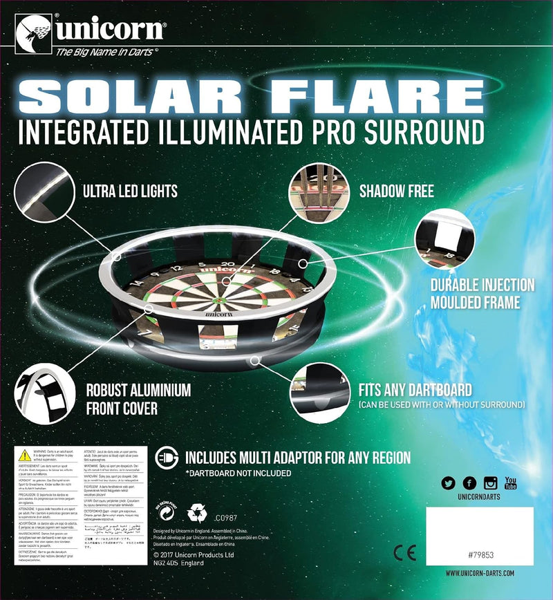 Illuminated Dartboard Backboard Surround — Solar Flare